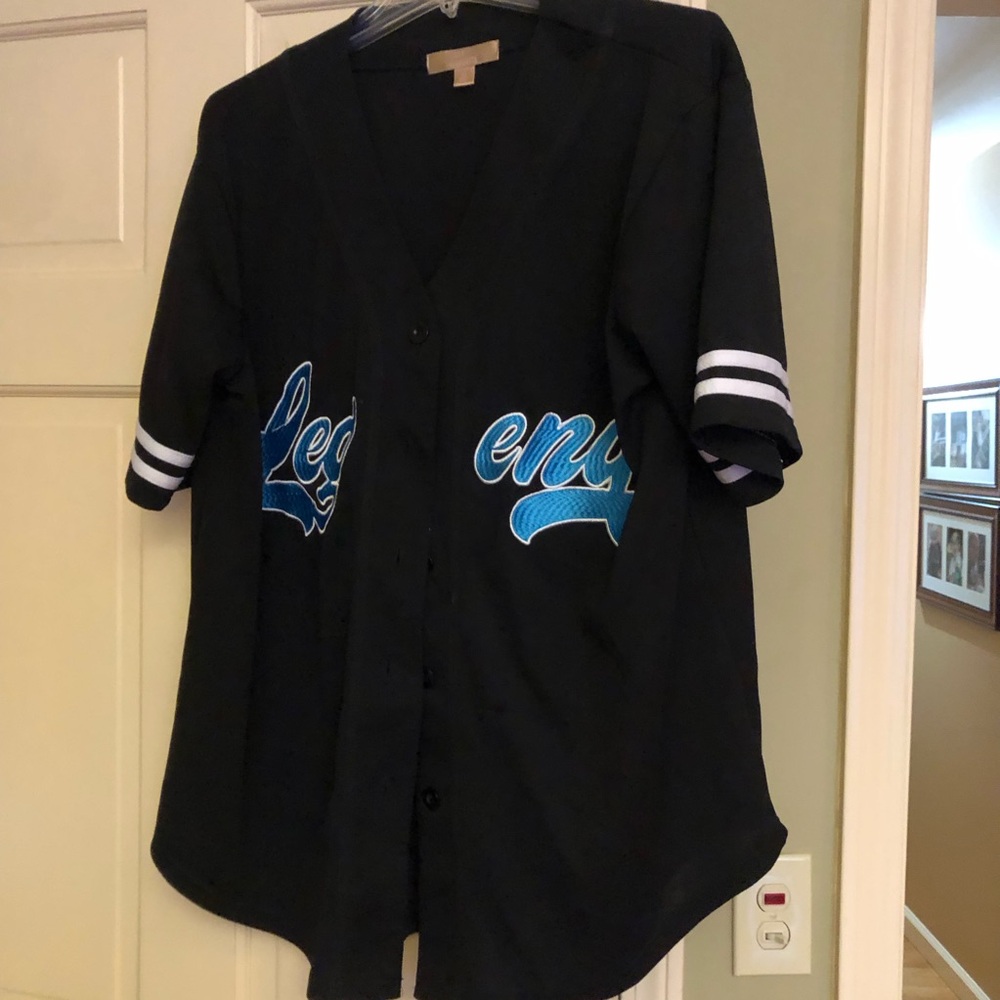 Black Baseball Legends Jersey with Blue Lettering